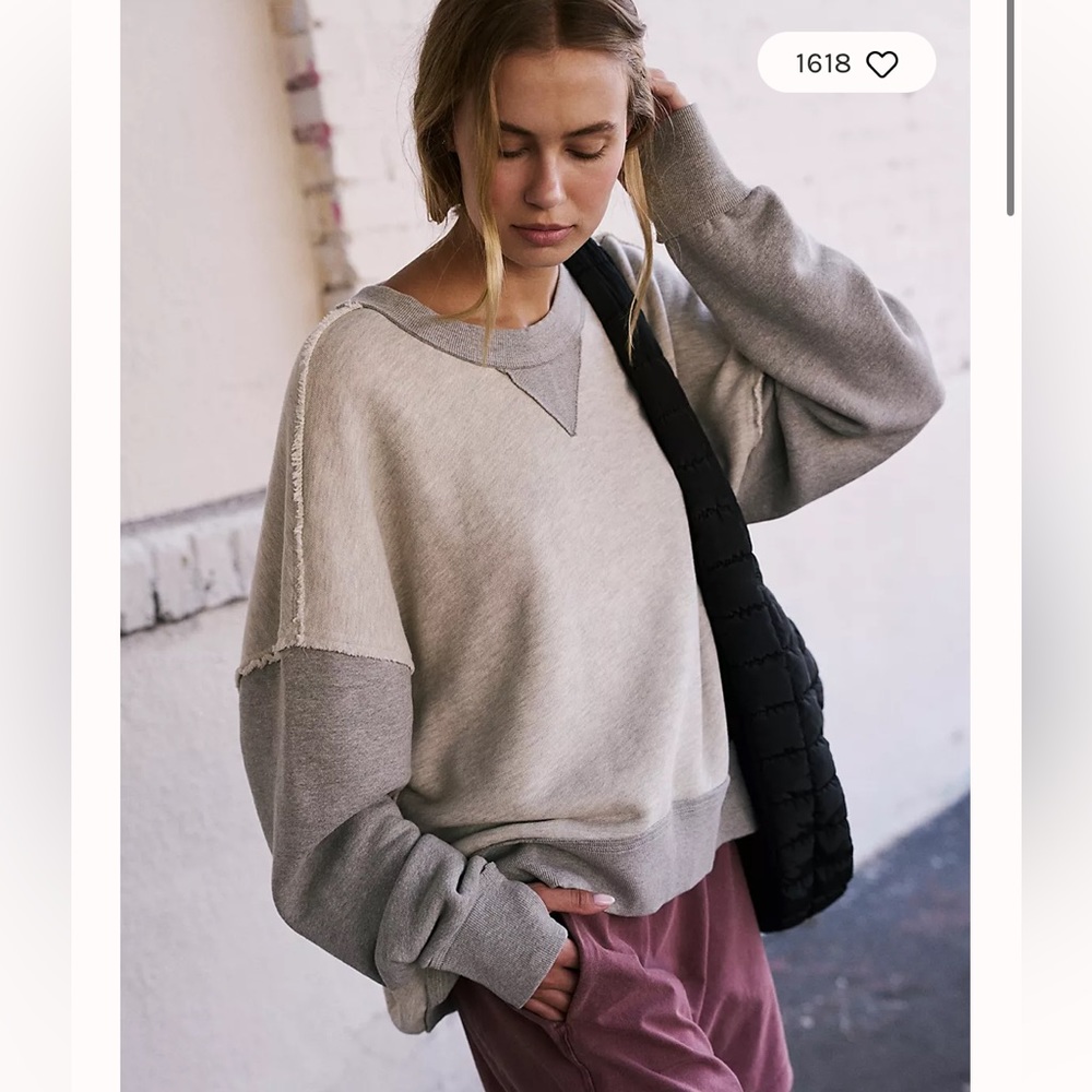 Free People Start Up Pullover Large Heather Gray